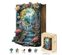 Jigfoxy The World in the Book Wooden Jigsaw Puzzles for Adults, 222pcs Unique Animal Shape Wood Puzzles, Birthday Gifts for Family Friend with wooden box(10.2 * 13.3in)