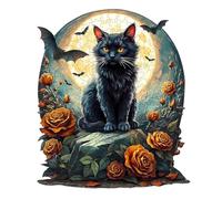Jigfoxy Wooden Jigsaw Puzzle for Adults, Wooden Cat, Unique Wooden Jigsaw Puzzle, Christmas Gift for Family and Friends, L 34 x 29.7 cm, 271 Pieces