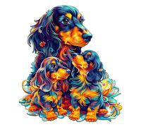 Jigfoxy Wooden Jigsaw Puzzles for Adults, Dachshund Family Wooden Puzzles for Adults 240pcs, Unique Animal Shape Wood Puzzles, Birthday Gifts for Family Friend with wooden box(13.6 * 12in)