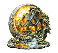 Jigfoxy Wooden Jigsaw Puzzles for Adults, Garden on the Moon Wooden Puzzle 275pcs, Unique Shape Wood Puzzles, for Family Friend with wooden box(13.4 * 13.4in)