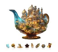 Jigfoxy Wooden Puzzles for Adults, 190-Piece The Magic Lamp World Jigsaw Puzzle, Unique Animal-Shaped Jigsaw Puzzle for Adults and Teens, Creative Gift with Premium Wooden Box,13.4 * 11.6in