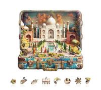 Jigfoxy Wooden Puzzles for Adults, 295-Piece Taj Mahal Tour Jigsaw Puzzle, Unique Animal-Shaped Jigsaw Puzzle for Adults and Teens, Creative Gift with Premium Wooden Box,13.4 * 12.5in