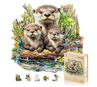 Jigfoxy Wooden Puzzles for Adults, Otter Wood Puzzles Adult, Unique Animal Shape Wooden Jigsaw Puzzles for Adults, Birthday Gifts for Puzzle Lovers, Family(XL-17.3 * 16.6in-555pcs)