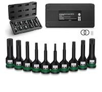 JiGiU 10-Piece S2 Triple Square XZN Socket Set, 1/2" Drive, Impact-Ready with Locking Pin & O-Ring, Metric M5-M18, Heavy Duty Automotive Spline Sockets