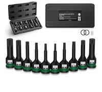 JiGiU 10PCS 1/2" Drive Impact XZN Bit Socket Set Spline Socket Set Square Socket Sets M5, M6, M7, M8, M9, M10, M12, M14, M16, M18 with Storage Case for Professional Mechanic and Auto Repair