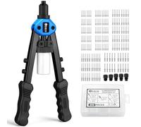 JiGiU 13" Professional Rivet Gun Rivet Tool Pop Rivet Gun Kit Hand Riveter Tool Set with 200Pcs Rivets 3.2mm 4.0mm 4.8mm 6.0MM 6.4mm Riveter Tool for Automotive Railway Furniture Instrument-Blue