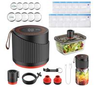 JiGiU 3 in 1 Electric Mason Jar Vacuum Sealer Kit Jar Sealer Vacuum Sealer for Jars, Vacuum Bag, Wine Bottle, Wide and Regular Mouth Mason Jar Lids, Automatic Vacuum Sealer Mason Jar for Food Storage