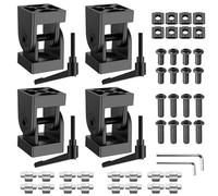 JiGiU 4PCS 3030 Pivot Joint Connector Aluminium Profile Extrusion Corner Connector Nut 8 Flexible Hinge 180° Rotation Zinc Alloy with Clamping Lever and Accessories for 3030 EU Standard-Black