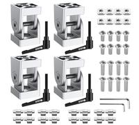 JiGiU 4PCS 3030 Pivot Joint Connector Aluminium Profile Extrusion Corner Connector Nut 8 Flexible Hinge 180° Rotation Zinc Alloy with Clamping Lever and Accessories for 3030 EU Standard-Silver