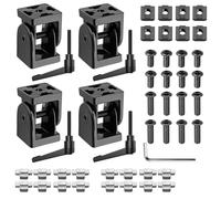 JiGiU 4PCS Angle Connector Joint Connector 4040 Nut 8 Flexible Hinge 180° Rotation Range with Clamping Lever Zinc Alloy Joint Connector for 4040 EU Standard Aluminum Extrusion Profile-Black