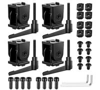 JiGiU 4PCS Joint Connector Extrusion Corner Connector 2020 Joint Aluminium Profile 180° Rotation Range Zinc Alloy with Lever and Mounting Accessories-Black