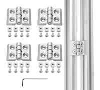JiGiU Pack of 4 M4 Folding Hinges, Zinc Alloy, Silver, 2020 Aluminium Profile Groove 6 Door Hinge, Swivel Strap for DIY Projects