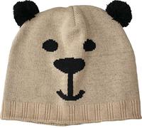 Jiglz Childs Beige Black Pom Pom Bear Ski Hat C127