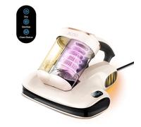 JIGOO S100 Mite Vacuum Cleaner for Mattresses with Dust Mite Sensor, Intelligent LED Display, Vibration, UV-C Light, Ultrasonic, Anti Mite Vacuum Cleaner Removes 99.9%, for Allergy Sufferers