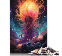 Jigsaw 尺寸 Pieces for Adults Colorful Psychedelic Space Octopus Painting Jigsaw Puzzle for Adults Wooden Puzzles Home Decor 500pcs (52x38cm)