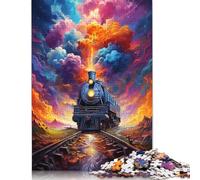 Jigsaw 尺寸 Pieces for Adults Colorful Psychedelic Train Jigsaw Puzzle for Adults Wooden Puzzles Home Decor 500pcs (52x38cm)