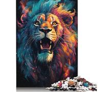 Jigsaw 尺寸 Pieces for Adults Nebula Lion's Colorful Psychedelic Jigsaw Puzzle for Adults Wooden Puzzles Home Decor 500pcs (52x38cm)