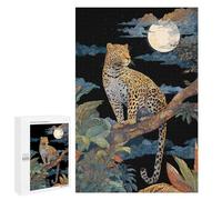 Jigsaw 1000 PCS Amazon Jungle Moonlit Leopard Jigsaw Puzzles for Adults Improve Memory Challenging To Complete Christmas Birthday Gifts 1000 PCS