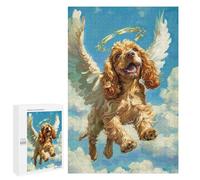 Jigsaw 1000 PCS Angel Dog in Heaven Painting -3 Jigsaw Puzzles for Teenagers Improve Memory Educational Challenge Gifts for Friends And Family 1000 PCS