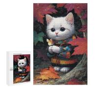 Jigsaw 1000 PCS Autumn Kitten with Butterfly Jigsaw Puzzles for Teenagers Improve Memory Educational Challenge Gifts for Friends And Family 1000 PCS