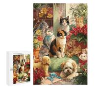 Jigsaw 1000 PCS Cats & Dogs Garden Party Jigsaw Puzzles for Adults Improve Memory Challenging To Complete Christmas Birthday Gifts 1000 PCS