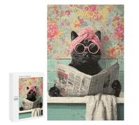 Jigsaw 1000 PCS Chill Cat in Sunglasses Reading Newspaper -1 Jigsaw Puzzles for Adults Improve Memory Challenging To Complete Christmas Birthday Gifts 1000 PCS