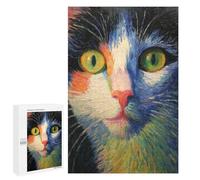Jigsaw 1000 PCS Colorful Cat Face Painting Jigsaw Puzzles for Adults Improve Memory Challenging To Complete Christmas Birthday Gifts 1000 PCS