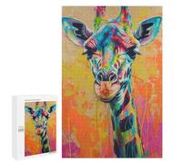 Jigsaw 1000 PCS Colorful Giraffe Painting Artwork Jigsaw Puzzles for Adults Improve Memory Challenging To Complete Christmas Birthday Gifts 1000 PCS