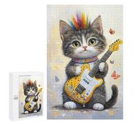 Jigsaw 1000 PCS Colorful Kitten with Guitar Jigsaw Puzzles for Teenagers Improve Memory Educational Challenge Gifts for Friends And Family 1000 PCS