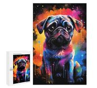 Jigsaw 1000 PCS Colorful Pug Art Print-27 Jigsaw Puzzles for Adults Improve Memory Challenging To Complete Christmas Birthday Gifts 1000 PCS