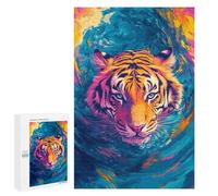 Jigsaw 1000 PCS Colorful Tiger Painting Artwork Jigsaw Puzzles for Teenagers Improve Memory Educational Challenge Gifts for Friends And Family 1000 PCS