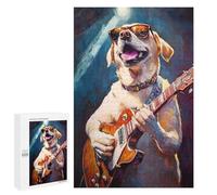 Jigsaw 1000 PCS Dog Playing Guitar Art Print -4 Jigsaw Puzzles for Teenagers Improve Memory Educational Challenge Gifts for Friends And Family 1000 PCS