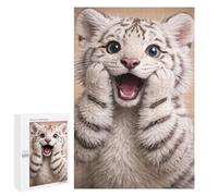 Jigsaw 1000 PCS for Adults Adorable White Tiger Cub Portrait Puzzle for Adults Relaxing Games Analysis And Logic Stress Reduction Gifts 1000 PCS