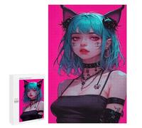 Jigsaw 1000 PCS for Adults Anime Girl with Cat Ears Jigsaw Puzzle Brain Teaser Game Difficult Hard Deal As Gifts for The Whole Family 1000 PCS