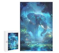 Jigsaw 1000 PCS for Adults Blue Elephant in Forest Adult Jigsaw Puzzle Fun Games Analysis And Logic Unique Birthday And Gifts 1000 PCS