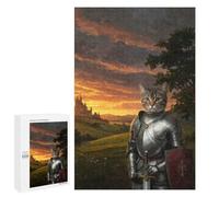 Jigsaw 1000 PCS for Adults Cat Knight in Shining Armor Jigsaw Puzzle Brain Teaser Game Difficult Hard Deal As Gifts for The Whole Family 1000 PCS