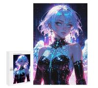 Jigsaw 1000 PCS for Adults Celestial Neon Angel in Futuristic Nightscape Jigsaw Puzzle Brain Teaser Game Difficult Hard Deal As Gifts for The Whole Family 1000 PCS