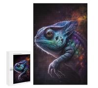 Jigsaw 1000 PCS for Adults Cosmic Lizard Art Print Jigsaw Puzzle Brain Teaser Game Difficult Hard Deal As Gifts for The Whole Family 1000 PCS