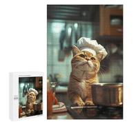 Jigsaw 1000 PCS for Adults Cute Chef Cat Adult Jigsaw Puzzle Fun Games Analysis And Logic Unique Birthday And Gifts 1000 PCS