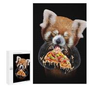 Jigsaw 1000 PCS for Adults Cute Red Panda Love Pizza Adult Jigsaw Puzzle Fun Games Analysis And Logic Unique Birthday And Gifts 1000 PCS