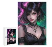 Jigsaw 1000 PCS for Adults Demon Girl with Green Eyes Jigsaw Puzzle Brain Teaser Game Difficult Hard Deal As Gifts for The Whole Family 1000 PCS