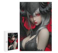 Jigsaw 1000 PCS for Adults Demon Girl with Red Eyes Portrait Jigsaw Puzzle Brain Teaser Game Difficult Hard Deal As Gifts for The Whole Family 1000 PCS