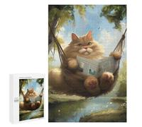 Jigsaw 1000 PCS for Adults Funny Cat Hammock Chilling Adult Jigsaw Puzzle Fun Games Analysis And Logic Unique Birthday And Gifts 1000 PCS