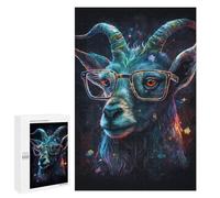 Jigsaw 1000 PCS for Adults Galactic Goat Glasses Jigsaw Puzzle Brain Teaser Game Difficult Hard Deal As Gifts for The Whole Family 1000 PCS