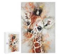 Jigsaw 1000 PCS for Adults Giraffe Watercolor Jigsaw Puzzle Brain Teaser Game Difficult Hard Deal As Gifts for The Whole Family 1000 PCS