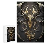 Jigsaw 1000 PCS for Adults Golden Dragon Sword Wings Jigsaw Puzzle Brain Teaser Game Difficult Hard Deal As Gifts for The Whole Family 1000 PCS