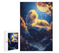 `jigsaw 1000 PCS for Adults Golden Lion Moonlit Night Jigsaws for Adults Puzzle Stress Reliever Challenging To Complete Stress Reduction Gifts 1000 PCS