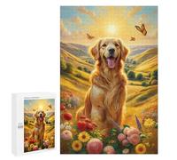 Jigsaw 1000 PCS for Adults Golden Retriever in Sunflower Field Jigsaw Puzzle Brain Teaser Game Difficult Hard Deal As Gifts for The Whole Family 1000 PCS