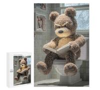 Jigsaw 1000 PCS for Adults Grumpy Teddy Bear Reading on Toilet Jigsaw Puzzle Brain Teaser Game Difficult Hard Deal As Gifts for The Whole Family 1000 PCS