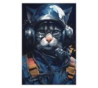 Jigsaw 1000 PCS for Adults Jet Pilot Cat with Goggles Puzzles for Adults Brain Teaser Game Perfect Decoration Help The Brain Exercise 1000 PCS